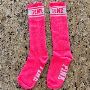 VS PINK Vintage Knee High Pink striped knee-high Socks